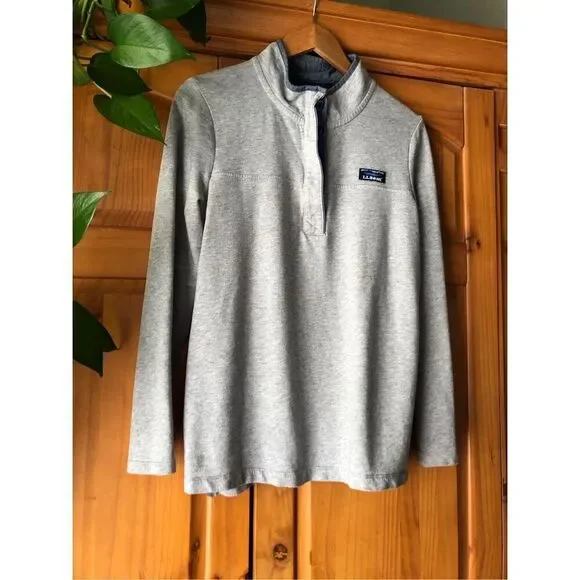 L.L Bean Long Sleeve Henley Sweatshirt Womens Button Cotton SZ L - Picture 2 of 10